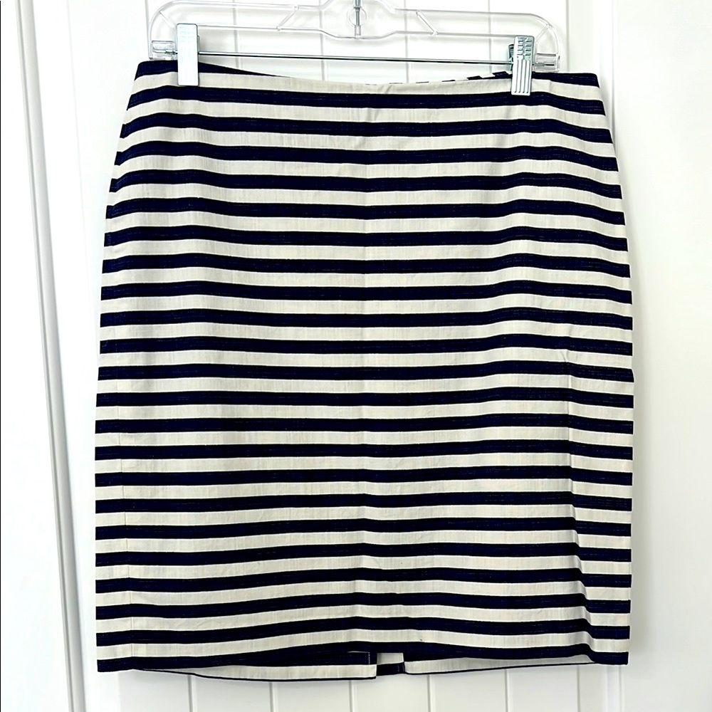 Talbots, Sz 19P, midnight, blue, and white striped skirt, prep, preppy, coastal